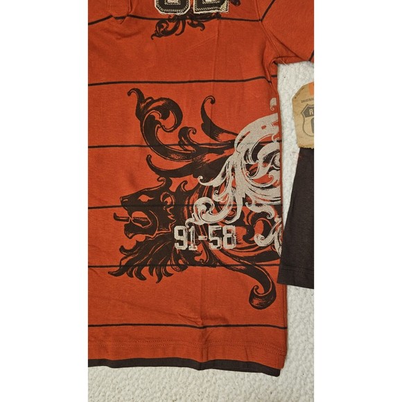 Route 66 Boys SZ XL 14/16 Long Sleeves Polo T-Shirt orange Graphic print - Picture 6 of 7